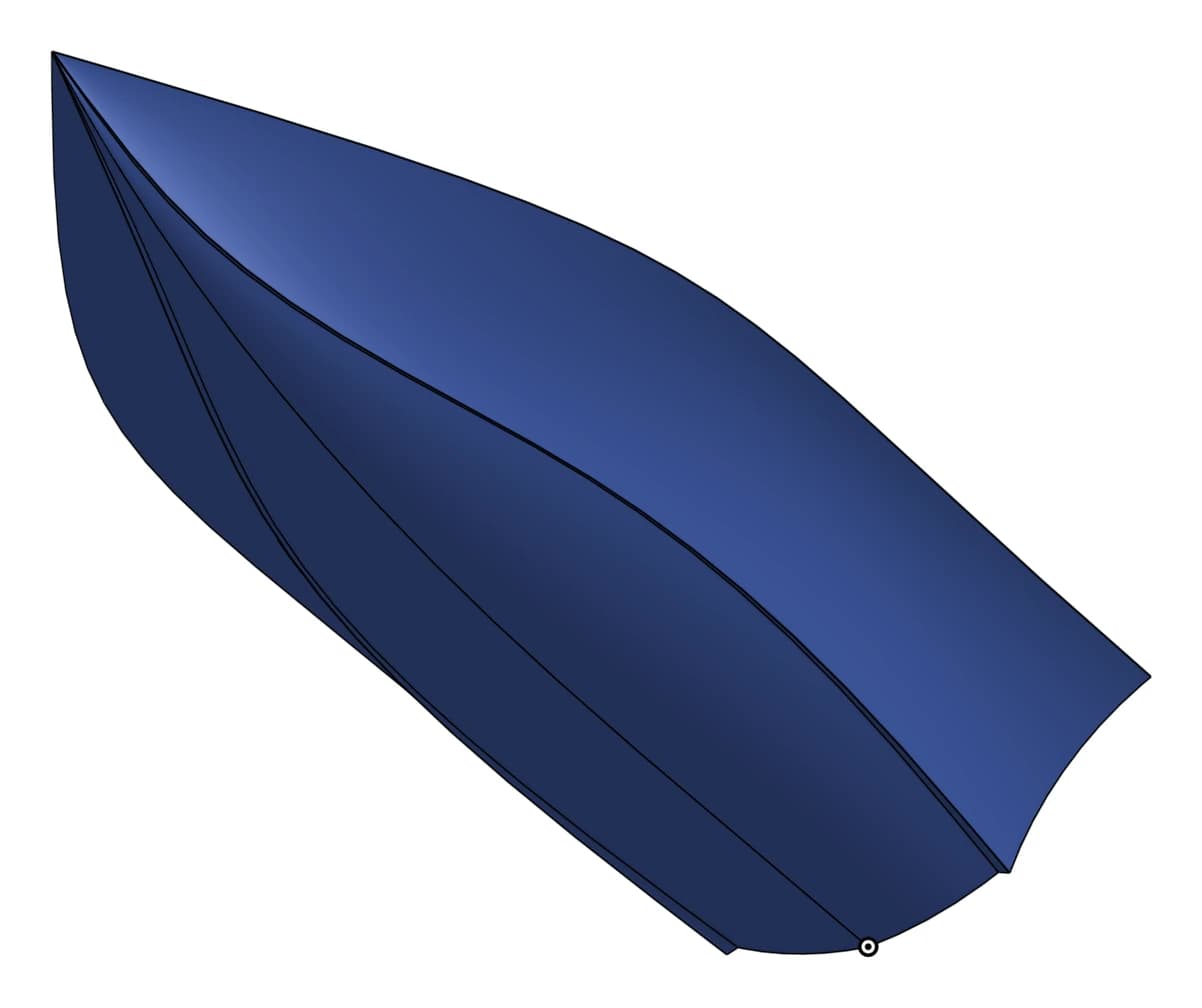 CAD rendering of the Haav hull, hybrid planing hull